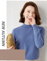 New Knitting Pullover Sweater Long Sleeve Bottom Shirt Slim Turtleneck Sweaters Autumn Winter Soft Blouse Jumpers For Women 2024