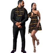 African Outfits for Couples Women Long Skirt & Men 2 Pieces Attire and Pants Sets