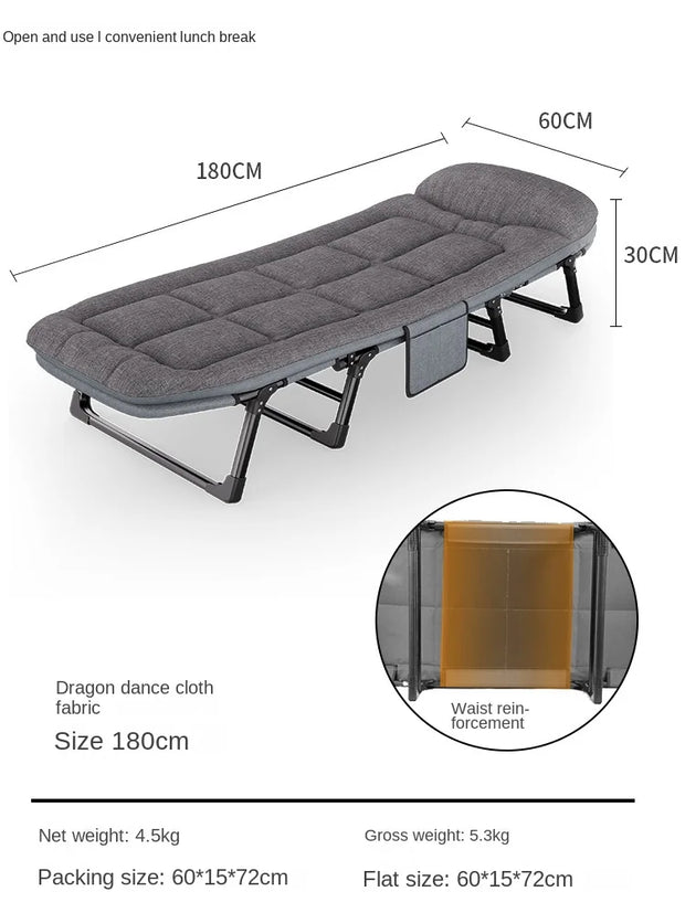 GUIG Lunch Break Rollaway Bed Mattress One Single Appliance Simple Portable Office Nap Camp Bed Multi-functional Recliner