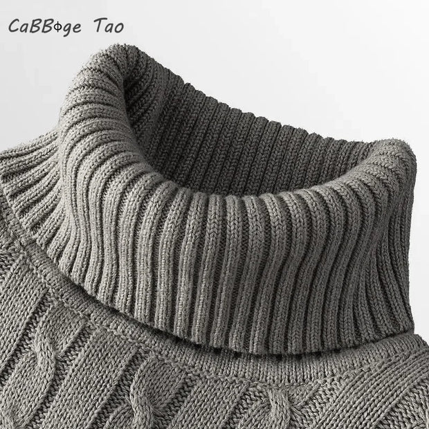 Autumn Men's Long Sleeve Knitted Sweaters Men's Slim Fit Turtleneck Sweater Casual Pullover Sweater Lightweight Ribbed Sweater