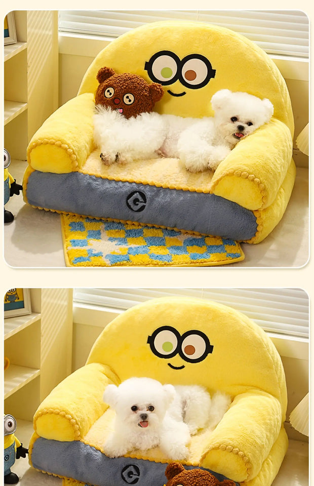 Despicable Me Minions Animation Peripheral Cartoon Cute Removable Sofa Nest Small Pet Mat Dog House Winter Warm Pet Supplies