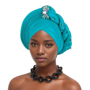 Pre-Tied Africa Braid Aso Oke Auto Gele Headtie Already Made Nigerian Turbans for Women African Head Wrap Bonnet for Party 1Set