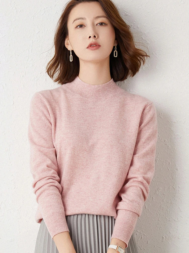 New Knitting Pullover Sweater Long Sleeve Bottom Shirt Slim Turtleneck Sweaters Autumn Winter Soft Blouse Jumpers For Women 2024