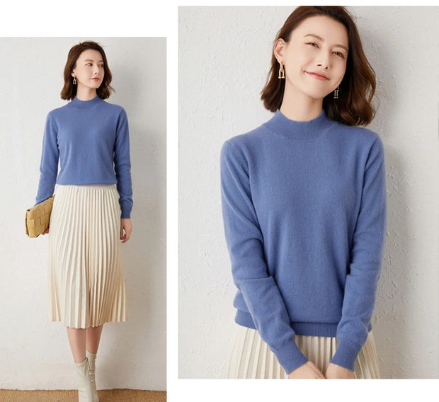 New Knitting Pullover Sweater Long Sleeve Bottom Shirt Slim Turtleneck Sweaters Autumn Winter Soft Blouse Jumpers For Women 2024