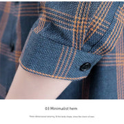 Plaid Shirts Men's Spring and Autumn Winter New Casual Popular Long sleeve Shirt Handsome Youth Cropped Half Sleeve Shirt