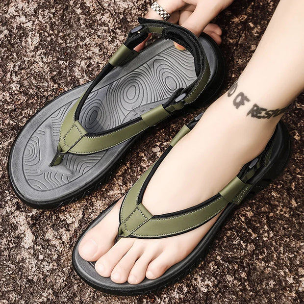 2024 Men Sandals Fashion Leather Men’s Beach Sandals Casual Shoes Flip Flops Men‘s Slippers Sneakers Summer Sandalias Platform