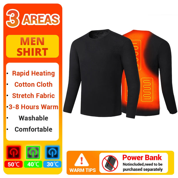 Men Winter Thermal Heated Jacket Vest Heated Underwear Women's Ski Suit USB Electric Heating Clothing Fleece Thermal Long Johns