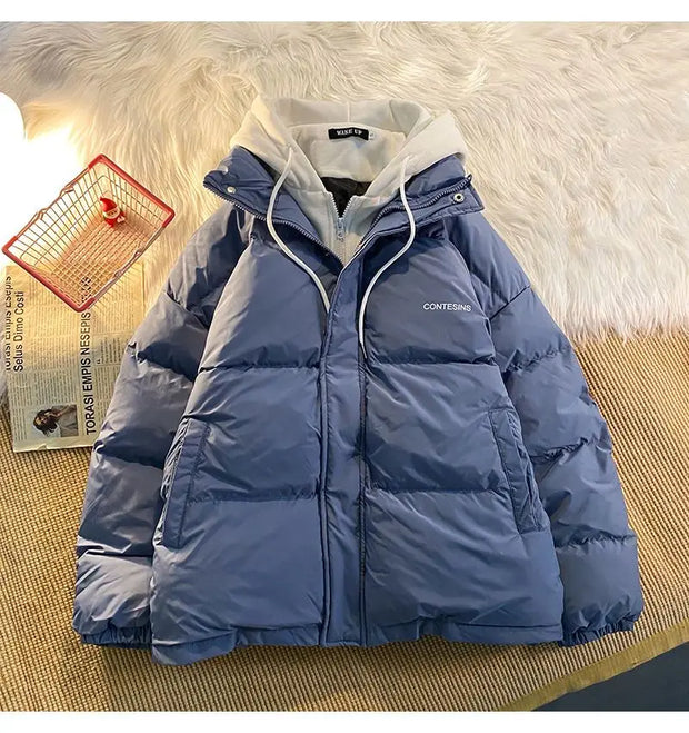 Korean Version Winter New Winter Leisure Cotton Clothes Women Y2K Multi-functional Fake Two Pocket Zipper Down Jacket Thick Coat