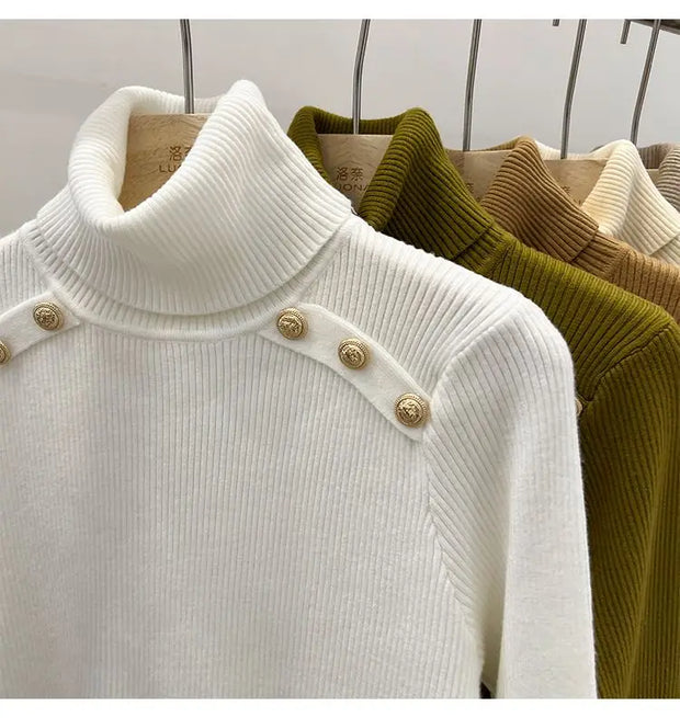 2024 Autumn and Winter New Cashmere Sweater Women's Turtleneck Long sleeved Knit Pullover Slim Cashmere Sweater