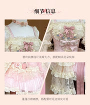 Autumn Spring Sweet Lolita Sleeveless Rose Patch Lace Light Lolita Dress Pink Fairy Ball Gown Dress