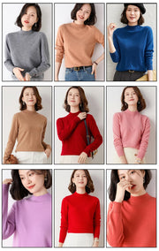 New Knitting Pullover Sweater Long Sleeve Bottom Shirt Slim Turtleneck Sweaters Autumn Winter Soft Blouse Jumpers For Women 2024