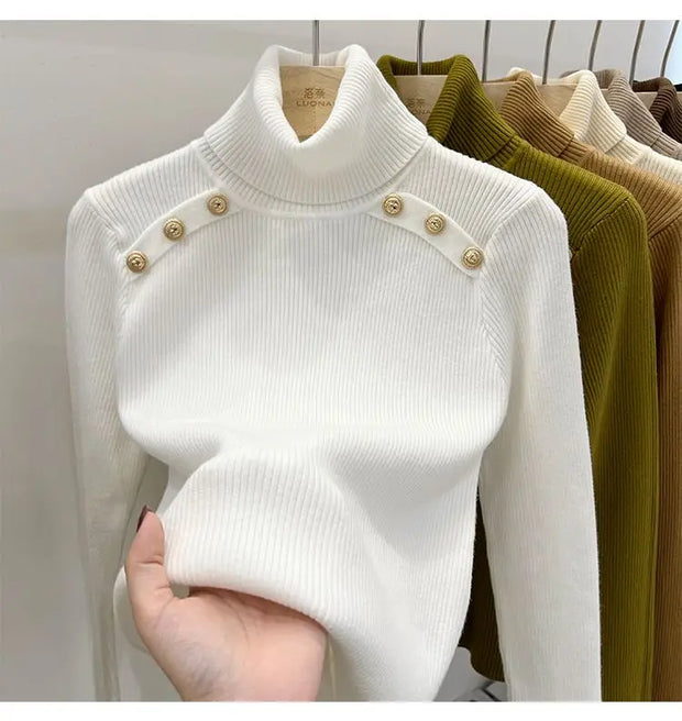 2024 Autumn and Winter New Cashmere Sweater Women's Turtleneck Long sleeved Knit Pullover Slim Cashmere Sweater