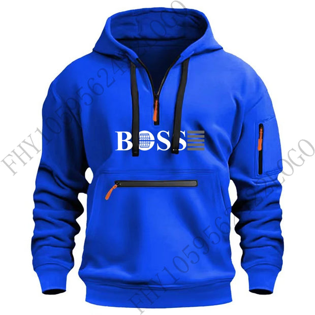 2024 Autumn/Winter new digital printed men's casual sports zipper hooded long-sleeved European size hoodie pullover