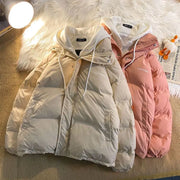 Korean Version Winter New Winter Leisure Cotton Clothes Women Y2K Multi-functional Fake Two Pocket Zipper Down Jacket Thick Coat