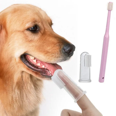 Pet Toothbrush Set Dog Toothbrushes 2PC Oral Care Finger Brush for Dog Teeth Cleaning 360 Degrees Cat Toothbrush Pet Products