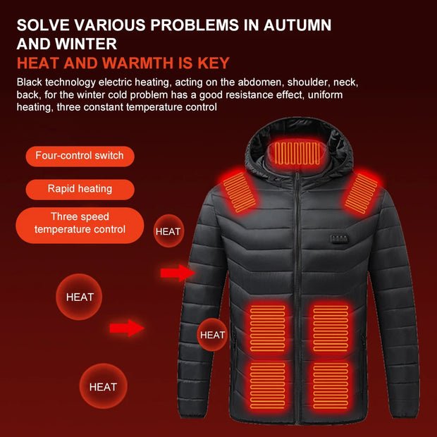 21 Areas Heated Jacket Men USB Electric Heating Jacket Winter Motorcycle Thermal Jacket Heatable Cotton Coat for Outdoor