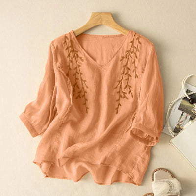 Loose Artistic Retro Cotton Linen Women Top Wide Versatile Summer Ethnic Cotton Small Shirt Comfortable Casual Loose Style