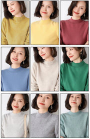 New Knitting Pullover Sweater Long Sleeve Bottom Shirt Slim Turtleneck Sweaters Autumn Winter Soft Blouse Jumpers For Women 2024