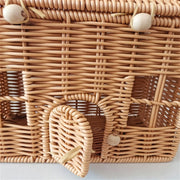 Plastic Wicker Picnics Basket with Handle Elegant House Shaped Rattan Suitcase Stylish Christmas Gift Packaging Box