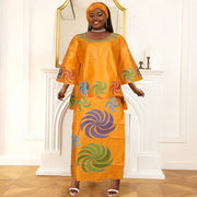 H&D New African Clothes For Women Traditional Embroidery Dresses Yellow Bazin Women High quality Party Wedding occasion