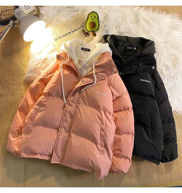 Korean Version Winter New Winter Leisure Cotton Clothes Women Y2K Multi-functional Fake Two Pocket Zipper Down Jacket Thick Coat