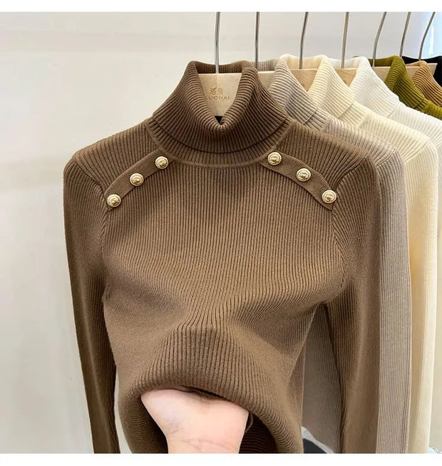 2024 Autumn and Winter New Cashmere Sweater Women's Turtleneck Long sleeved Knit Pullover Slim Cashmere Sweater