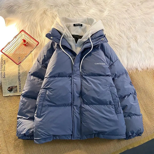 Korean Version Winter New Winter Leisure Cotton Clothes Women Y2K Multi-functional Fake Two Pocket Zipper Down Jacket Thick Coat