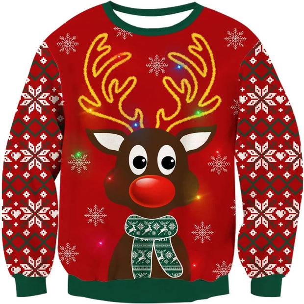 Men Women Christmas Sweaters Printed Funny Pullover Round Neck Long Sleeve Knitted Xmas Sweater Jumper S-3XL Fall Winter 2025 ﻿