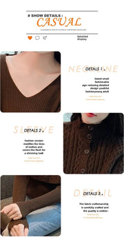 2024 New Women's Autumn/Winter Long Sleeve Cable Knit Top Stylish Knitted Pullovers 2-Piece Set Base Layer Top