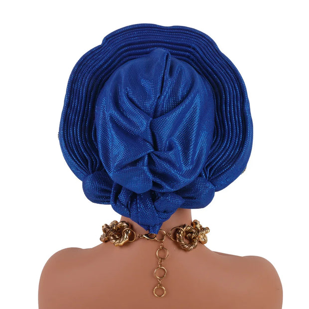 2025 New African Headtie Turban Nigeria Auto Gele Head Wraps Auto Gele Women's Turban Cap Wedding Geles Muslim Head Wraps Bonnet