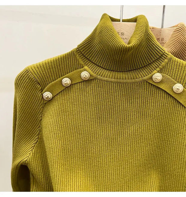 2024 Autumn and Winter New Cashmere Sweater Women's Turtleneck Long sleeved Knit Pullover Slim Cashmere Sweater