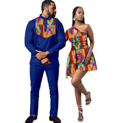 African Outfits for Couples Women Long Skirt & Men 2 Pieces Attire and Pants Sets