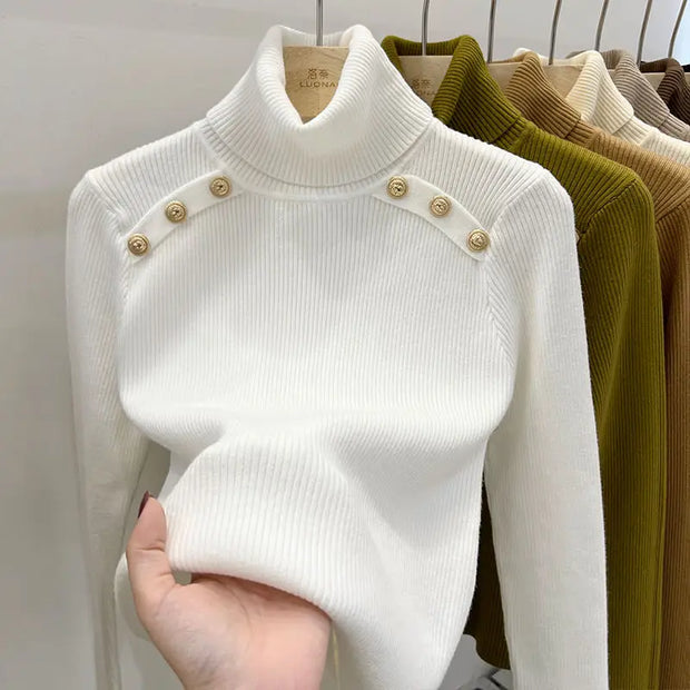 2024 Autumn and Winter New Cashmere Sweater Women's Turtleneck Long sleeved Knit Pullover Slim Cashmere Sweater