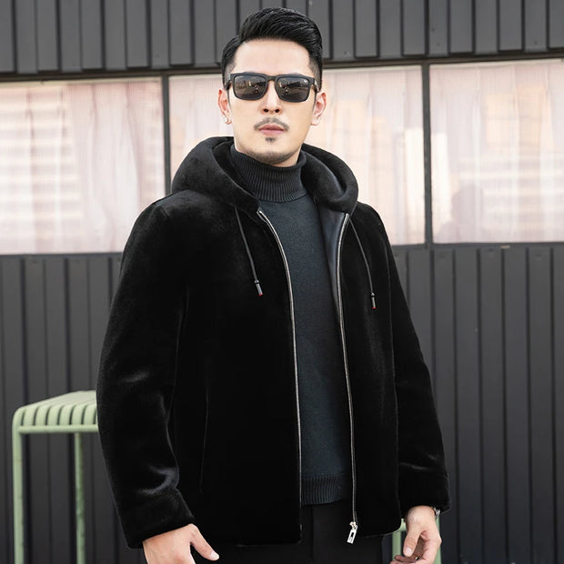 YN-218 Winter Warm Coat Fur Coat Men's Hooded Casual Gold Mink Jacket Coat High Grade Fur Men's Fashion Trend Casual Youth Style