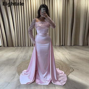 Eightale Pink Evening Dresses with Detachable Skirt Sequin Long Sleeve Customized Prom Party Gown Wedding sukienki na studniówkę