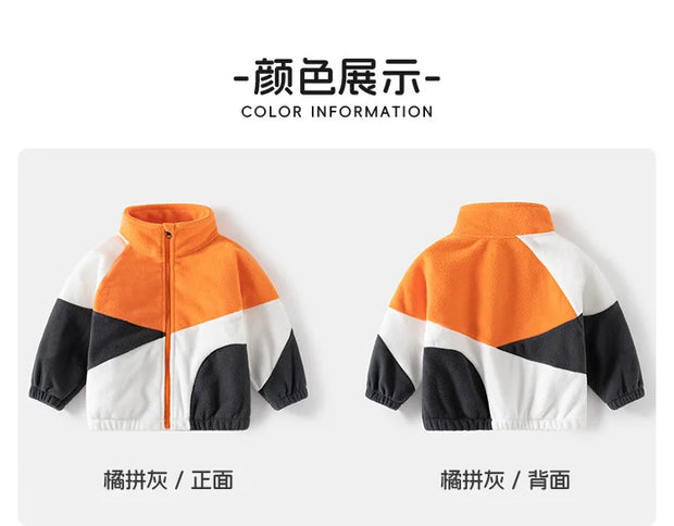 Fleece Boys Colorful Jacket Warm Thermal Autumn Toddler Girls Coat Soft Winter Kids Outwear Children's Clothes