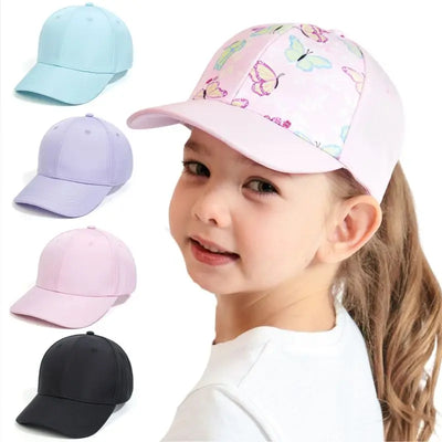 Fashion Candy Color Kids Baseball Cap Sun Protection Boy Girls Hat Adjustable Travel Peaked Caps Hat High Ponytail Kids Boy Hat