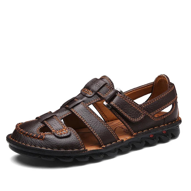 Classic High Quality Cow Leather Sandals Summer Outdoor Handmade Men Sandals Fashion Comfortable Men Beach Leather Shoes Size48