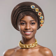 Nigerian Wedding Geles African Headtie Auto Gele Turbans for Women Aso Oke Fabric Muslim Headwear Headpiece Female Head Wraps