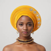 Nigeria Head Ties Diamonds Auto Gele Women Headwear Wrap Wedding Muslim Hijab Bonnets Fashion Headgear African Headtie Turban