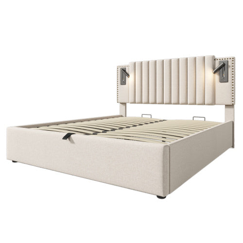 Cotton Panel Material Storage Bed Frame   160cmx200cm