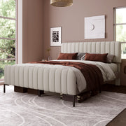 Linen Bed Frame With Slatted Frame