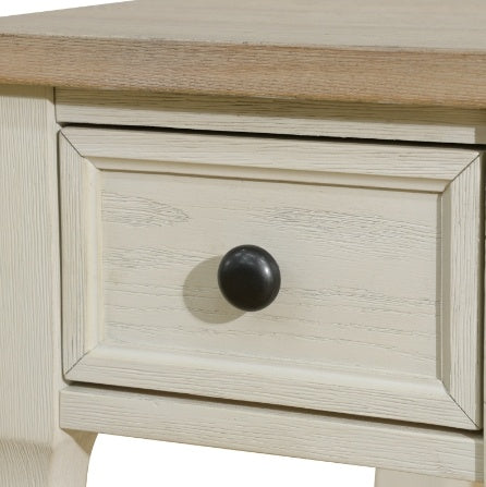 Light Brown MDF Top And White Oak Drawer Living Room Side Table