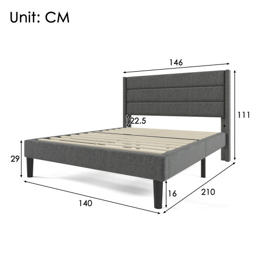 Linen Bed Frame With Slatted Frame
