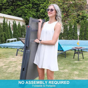 Chaise Lounge Outdoor, Assemble-Free Patio Chaise Lounge Chairs Set of 2 for Sun Tanning Lay Flat Poolside Lounger,Chaise Lounge