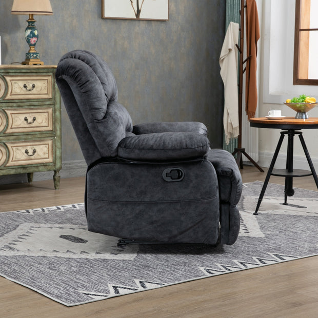 Large Manual Recliner Chair In Fabric For Living Room, Gray