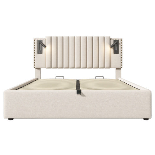 Cotton Panel Material Storage Bed Frame   160cmx200cm